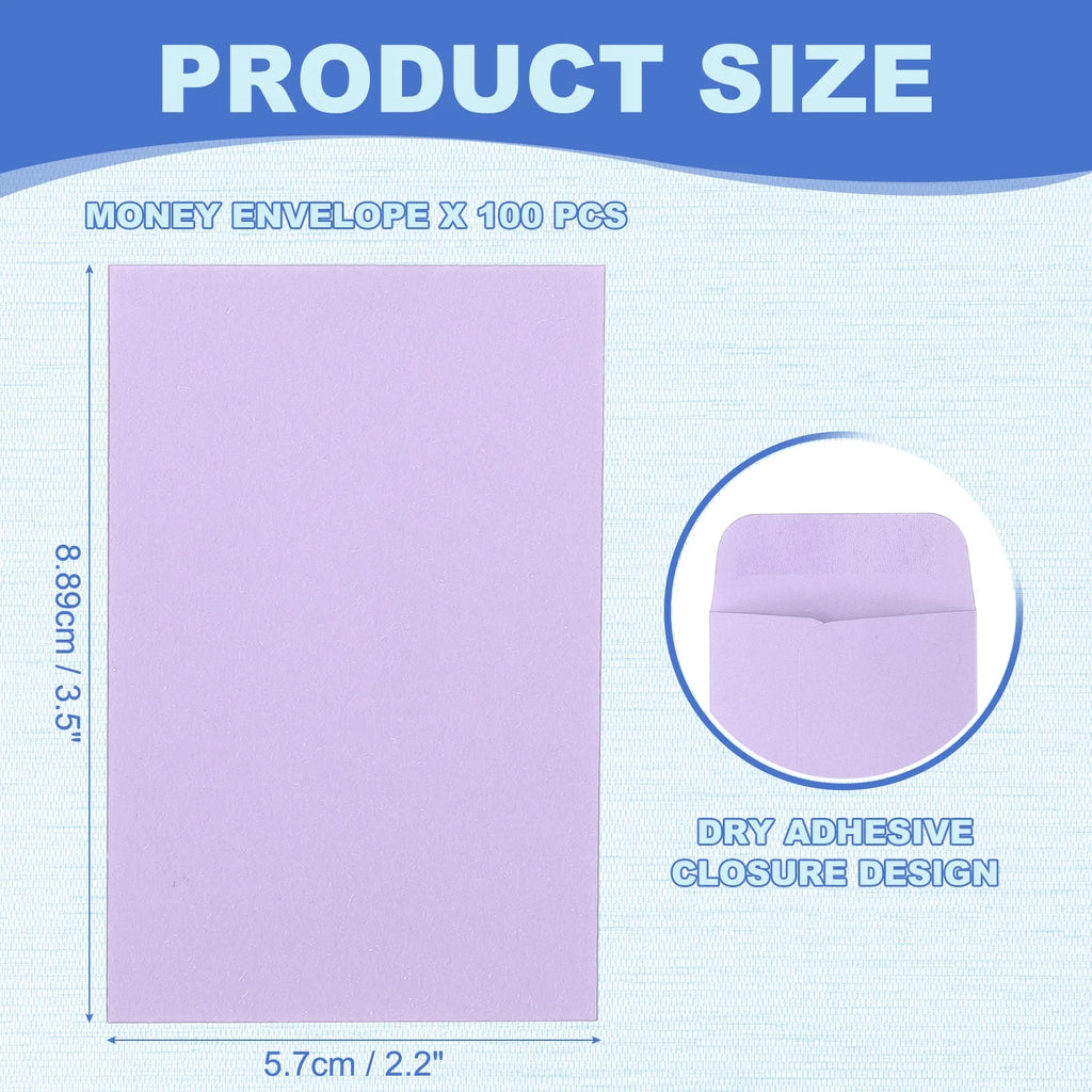 100Pcs Cash Envelopes 8.89cmx5.7cm Money Envelope Money Holder Bags Budgeting Saving Challenge Letter for Gifts Checks Tickets