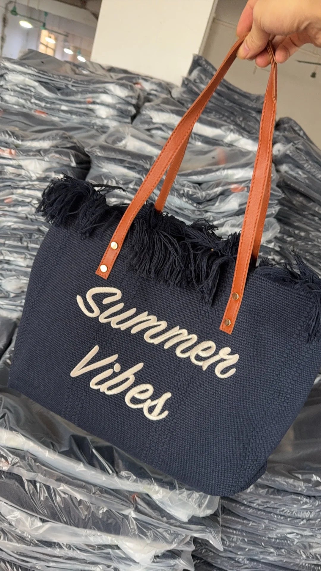Large Capacity Canvas Beach Bag Tassel Design Summer Letter Tote Bag for Women Outdoor Travel Picnic Commuter Daily Use