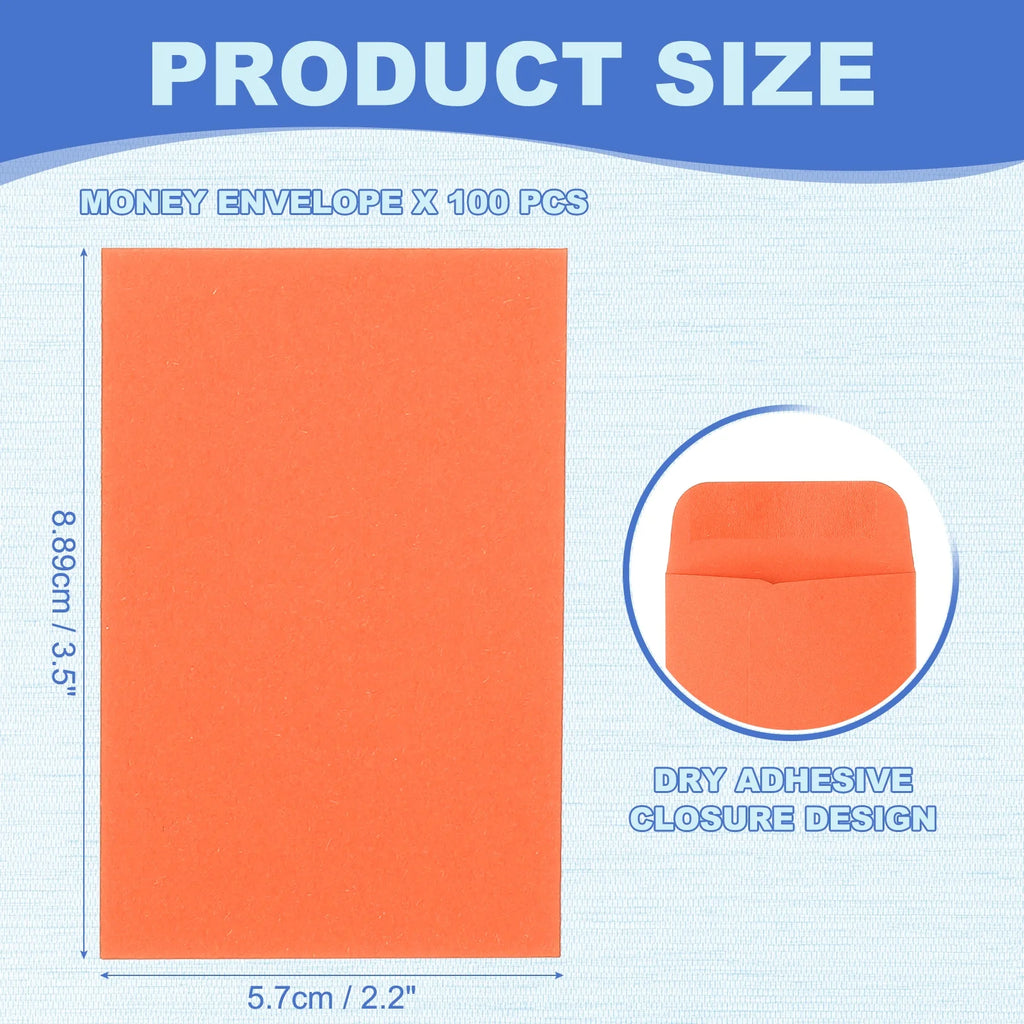 100Pcs Cash Envelopes 8.89cmx5.7cm Money Envelope Money Holder Bags Budgeting Saving Challenge Letter for Gifts Checks Tickets