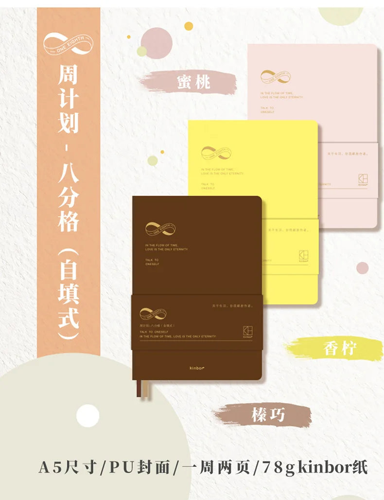 New Kinbor A5 Undated Planner 2025 Soft PU Travelers Notebook Agenda Money Saving Book Break-even Checklist Todo Goal Stationery