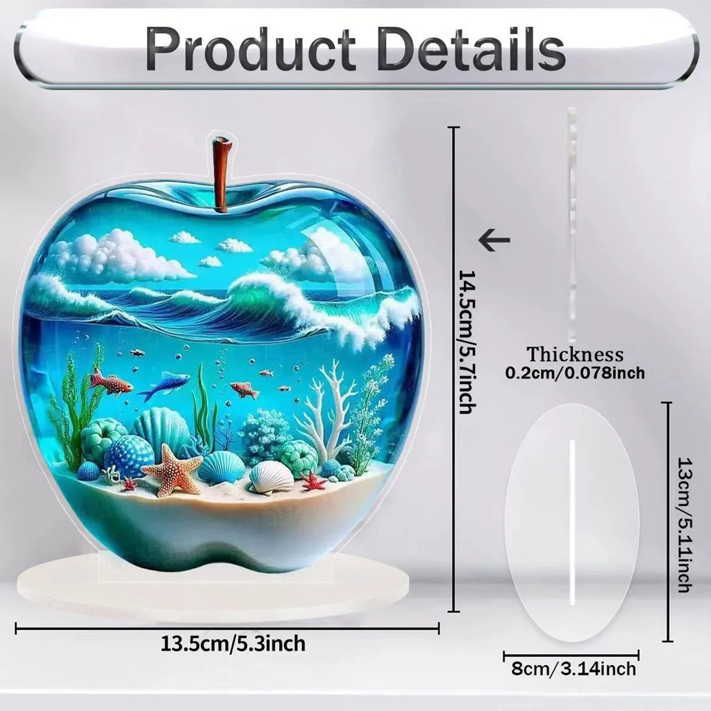 2D Acrylic Apple Landscape Desktop Decoration Ornament Home Living Room Entrance Tabletop Decoration Office Table Ornament