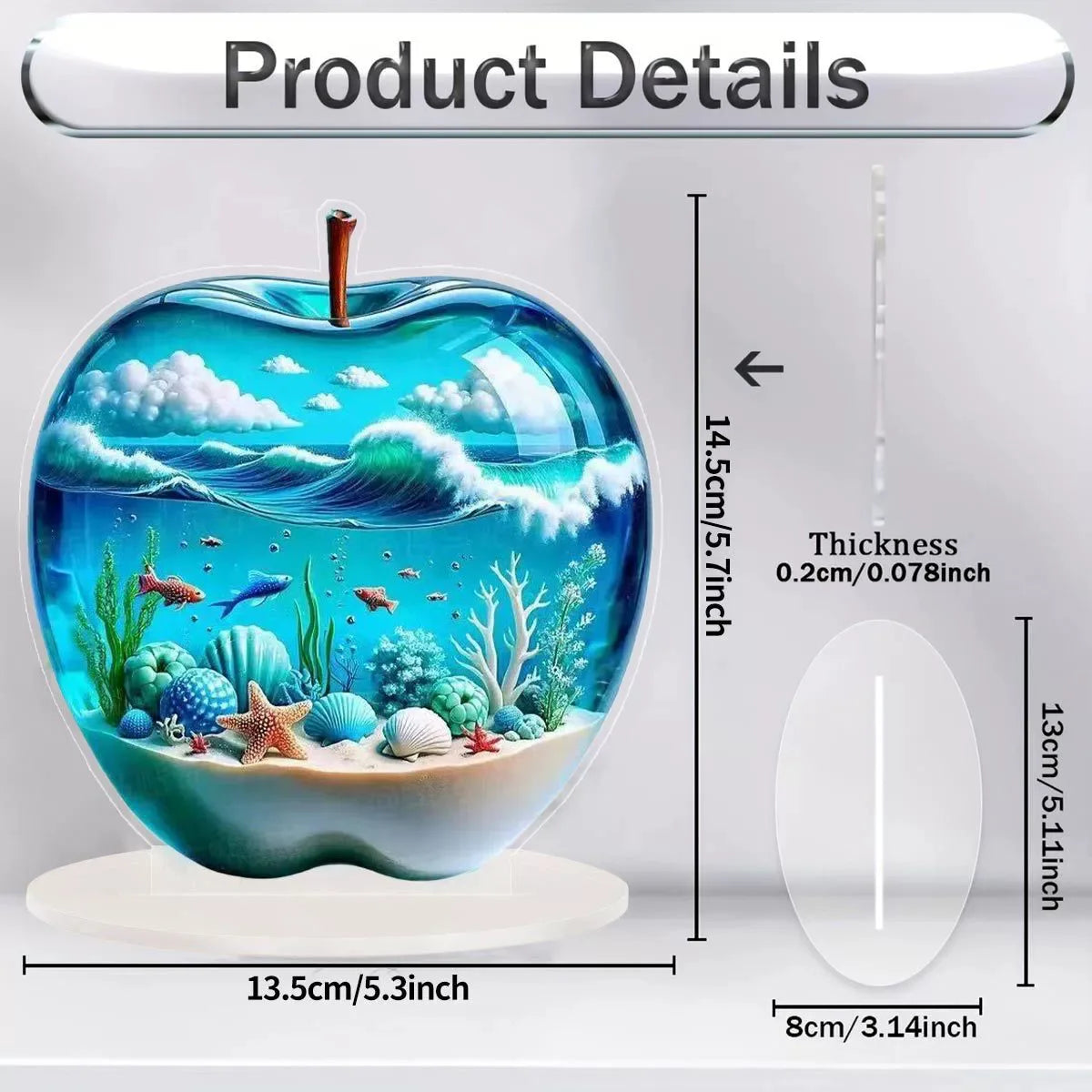 2D Acrylic Apple Landscape Desktop Decoration Ornament Home Living Room Entrance Tabletop Decoration Office Table Ornament