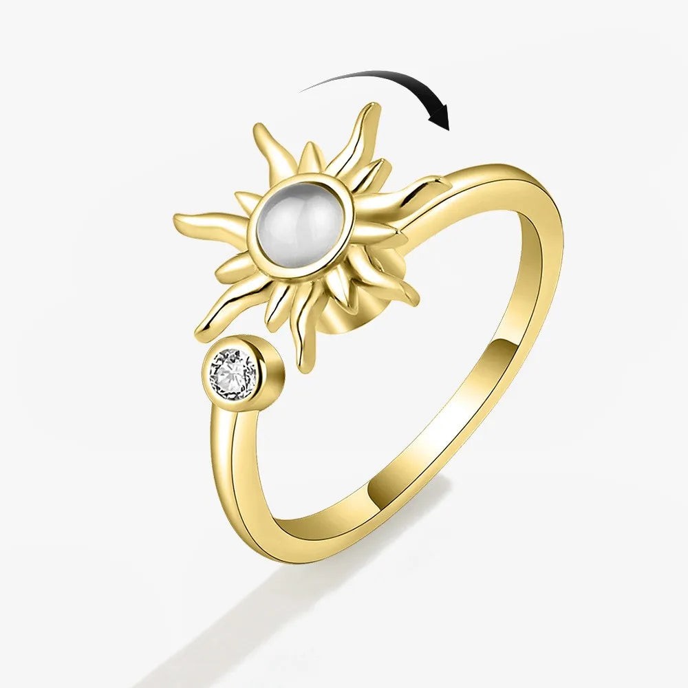 SMJEL Fidget Spinner Ring Anxiety for Women Multiple Crystal Flower Eye Butterfly Animal Ring Rotate Anti Stress Wedding Jewerly