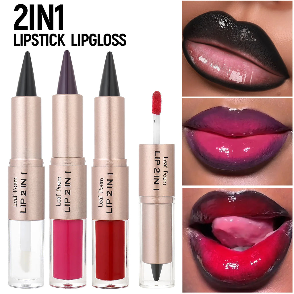 Black Brown Tapered Lip Liner Contour Pencil Double Head