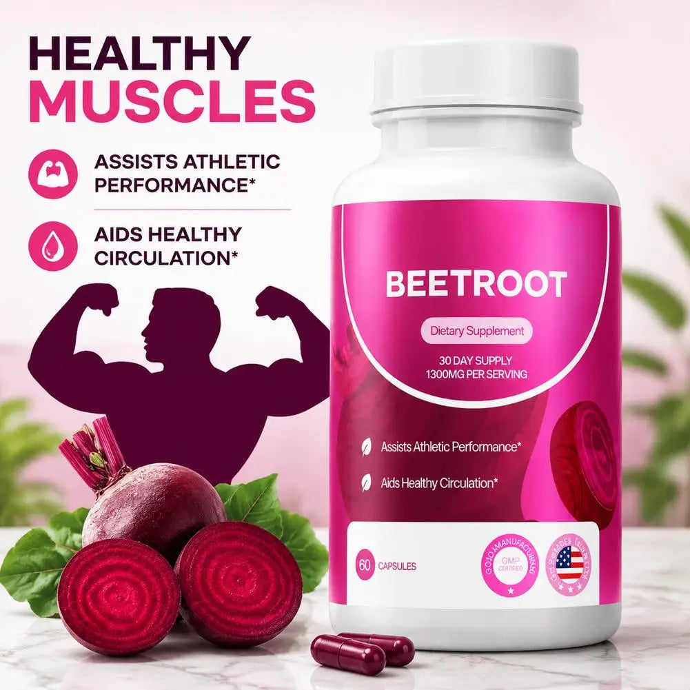 Organic Beetroot Capsules Contains Nitrates And Antioxidants Assists Athletic Performance For Vegetarian Daily Supplement ﻿