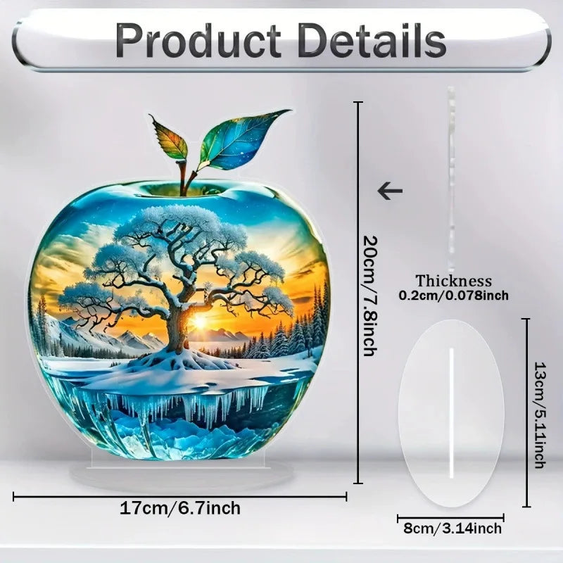 2D Acrylic Apple Landscape Desktop Decoration Ornament Home Living Room Entrance Tabletop Decoration Office Table Ornament