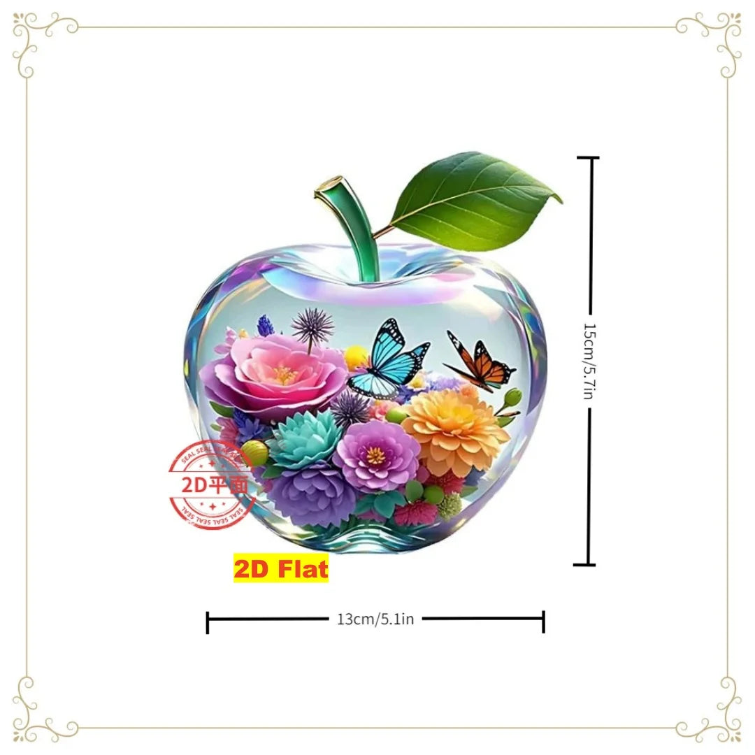 2D Acrylic Apple Landscape Desktop Decoration Ornament Home Living Room Entrance Tabletop Decoration Office Table Ornament