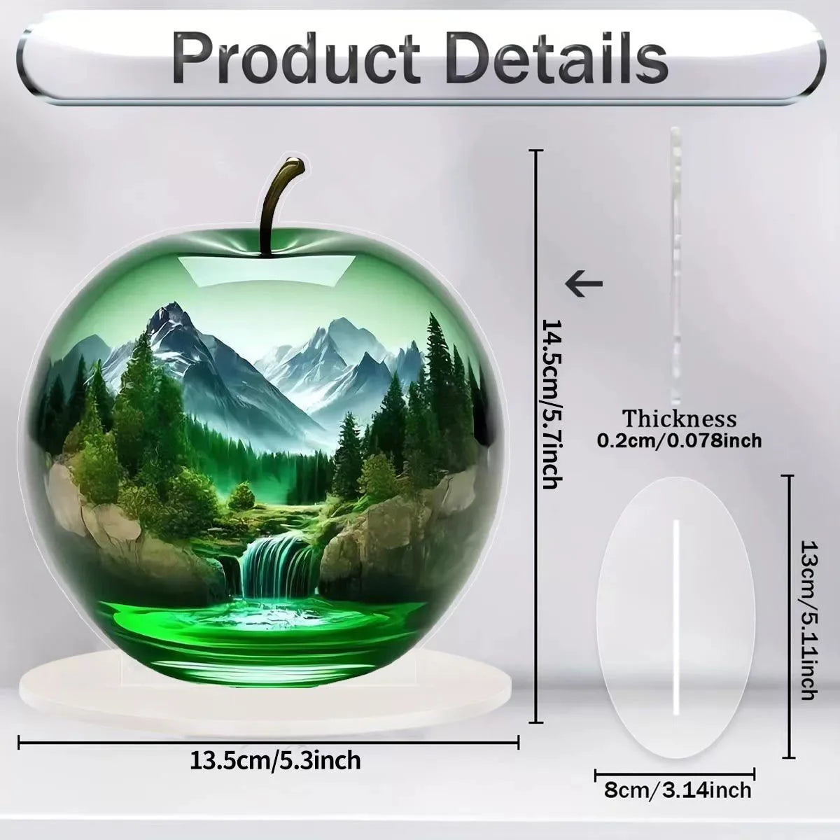 2D Acrylic Apple Landscape Desktop Decoration Ornament Home Living Room Entrance Tabletop Decoration Office Table Ornament