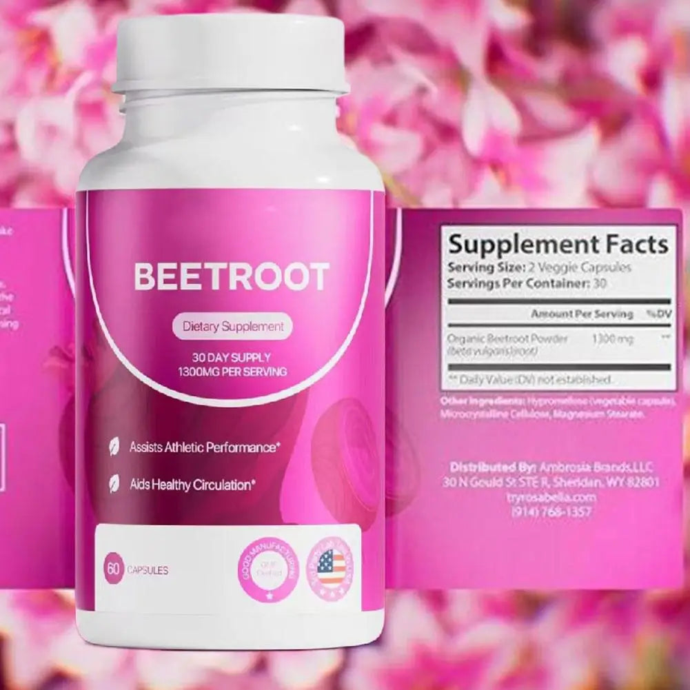Organic Beetroot Capsules Contains Nitrates And Antioxidants Assists Athletic Performance For Vegetarian Daily Supplement ﻿