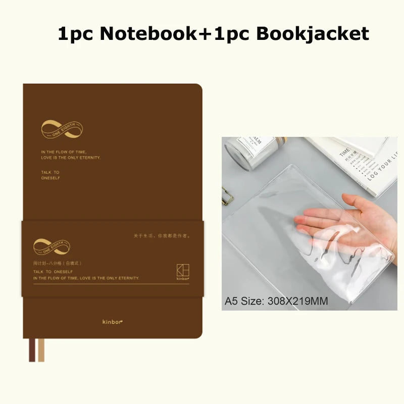New Kinbor A5 Undated Planner 2025 Soft PU Travelers Notebook Agenda Money Saving Book Break-even Checklist Todo Goal Stationery