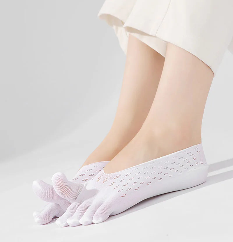 INS Simple Summer Women Toe Socks with Fingers Breathable Ultra-thin Transparent Sock Invisible Elastic Boat Socks Anti-slip