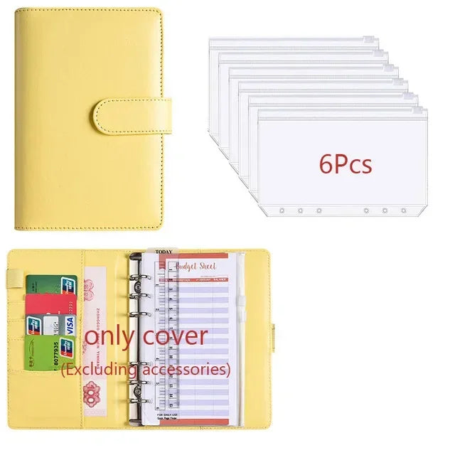 2026 A6 Binder Budget PU Leather PlannerPockets Expense Budget Sheets Notebook Cash Envelope Organizer System with Clear Zipper