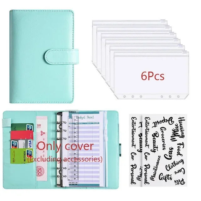 2026 A6 Binder Budget PU Leather PlannerPockets Expense Budget Sheets Notebook Cash Envelope Organizer System with Clear Zipper