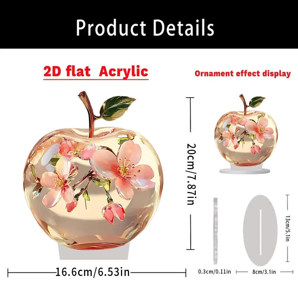 2D Acrylic Apple Landscape Desktop Decoration Ornament Home Living Room Entrance Tabletop Decoration Office Table Ornament