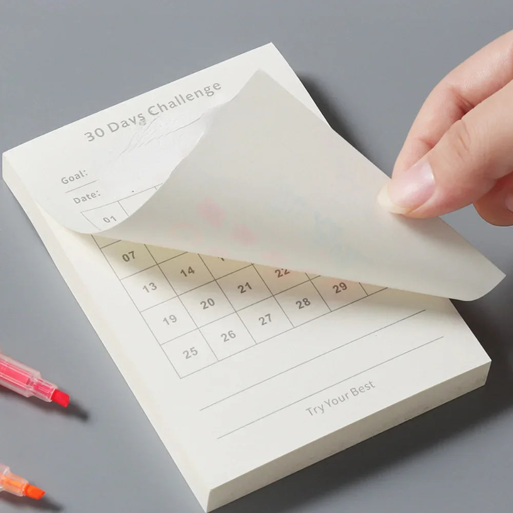 30 Day Self-Discipline Checklist Planner Daily Challenge Notepad Self-adhesive Memo Pads Mini Pocket Checklist Writing Pads