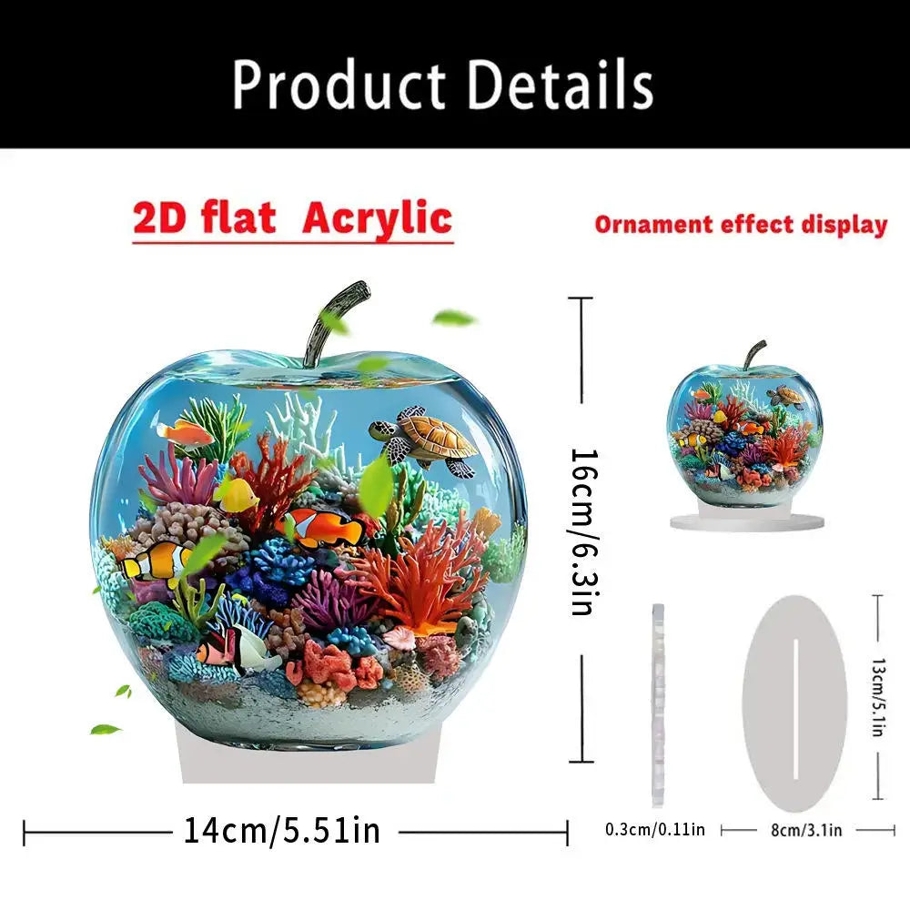 2D Acrylic Apple Landscape Desktop Decoration Ornament Home Living Room Entrance Tabletop Decoration Office Table Ornament