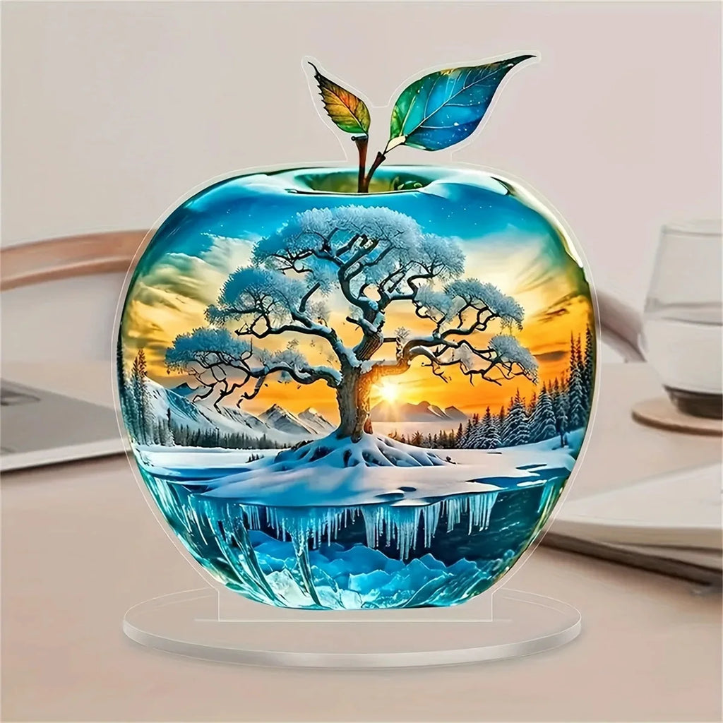 2D Acrylic Apple Landscape Desktop Decoration Ornament Home Living Room Entrance Tabletop Decoration Office Table Ornament