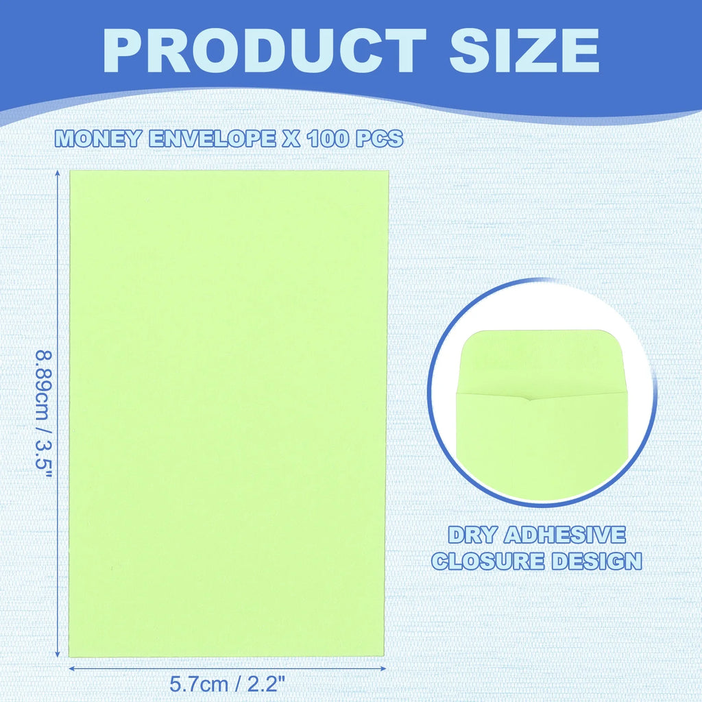 100Pcs Cash Envelopes 8.89cmx5.7cm Money Envelope Money Holder Bags Budgeting Saving Challenge Letter for Gifts Checks Tickets