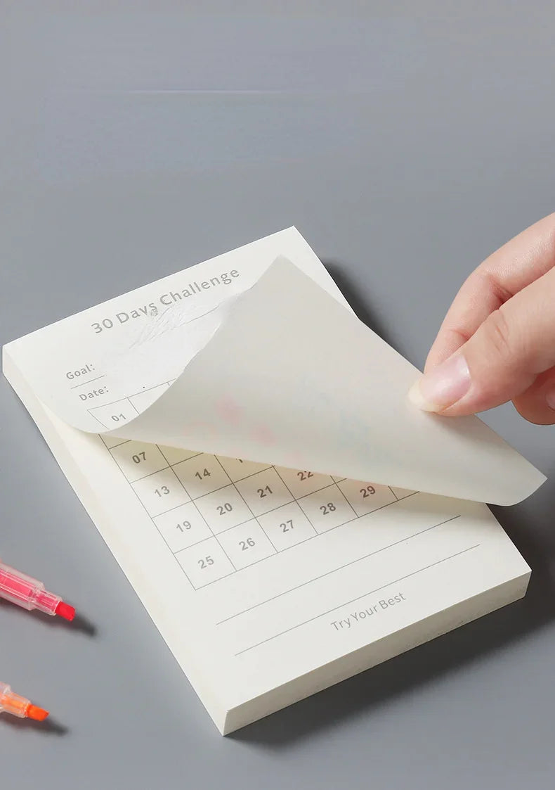 30 Day Self-Discipline Checklist Planner Daily Challenge Notepad Self-adhesive Memo Pads Mini Pocket Checklist Writing Pads