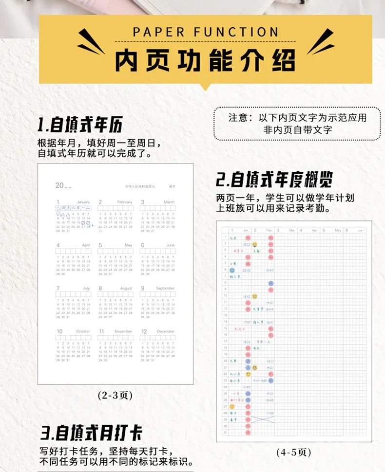 New Kinbor A5 Undated Planner 2025 Soft PU Travelers Notebook Agenda Money Saving Book Break-even Checklist Todo Goal Stationery