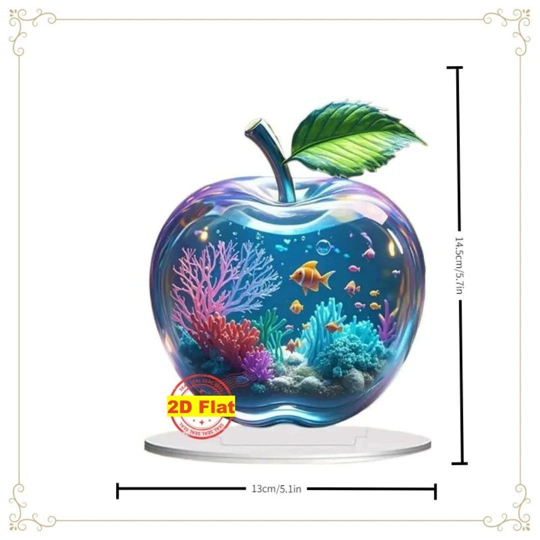 2D Acrylic Apple Landscape Desktop Decoration Ornament Home Living Room Entrance Tabletop Decoration Office Table Ornament