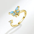 SMJEL Fidget Spinner Ring Anxiety for Women Multiple Crystal Flower Eye Butterfly Animal Ring Rotate Anti Stress Wedding Jewerly