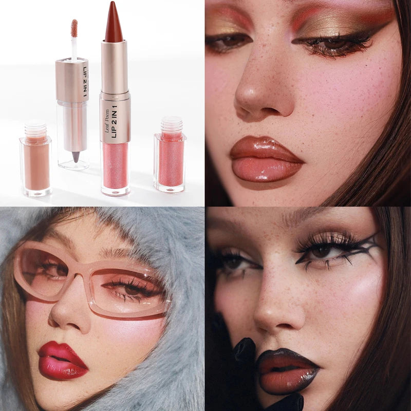 Black Brown Tapered Lip Liner Contour Pencil Double Head
