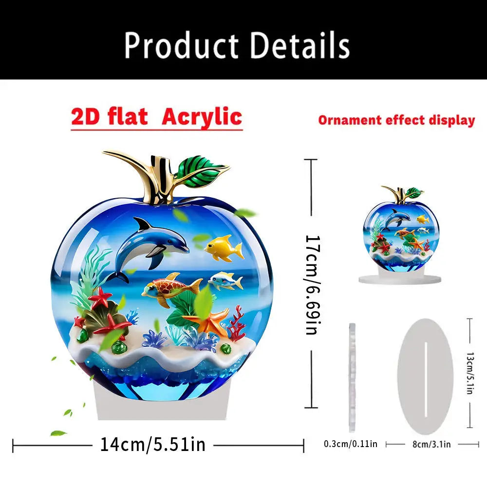 2D Acrylic Apple Landscape Desktop Decoration Ornament Home Living Room Entrance Tabletop Decoration Office Table Ornament