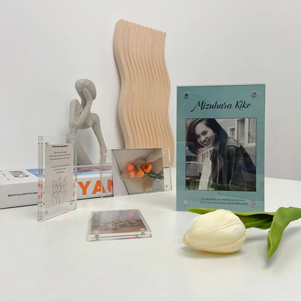1 Pc Transparent Photo Frame Acrylic Magnetic Display Frame Poster Display Stand 3/5mm For Room Desk Home Decoration