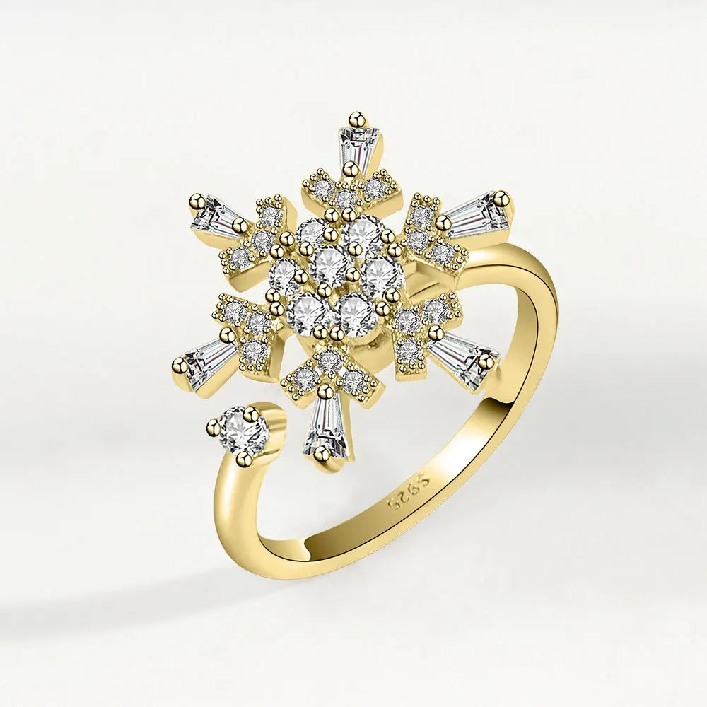 SMJEL Fidget Spinner Ring Anxiety for Women Multiple Crystal Flower Eye Butterfly Animal Ring Rotate Anti Stress Wedding Jewerly