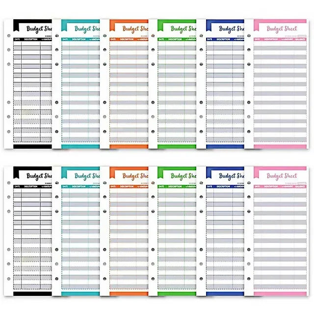 2026 A6 Binder Budget PU Leather PlannerPockets Expense Budget Sheets Notebook Cash Envelope Organizer System with Clear Zipper