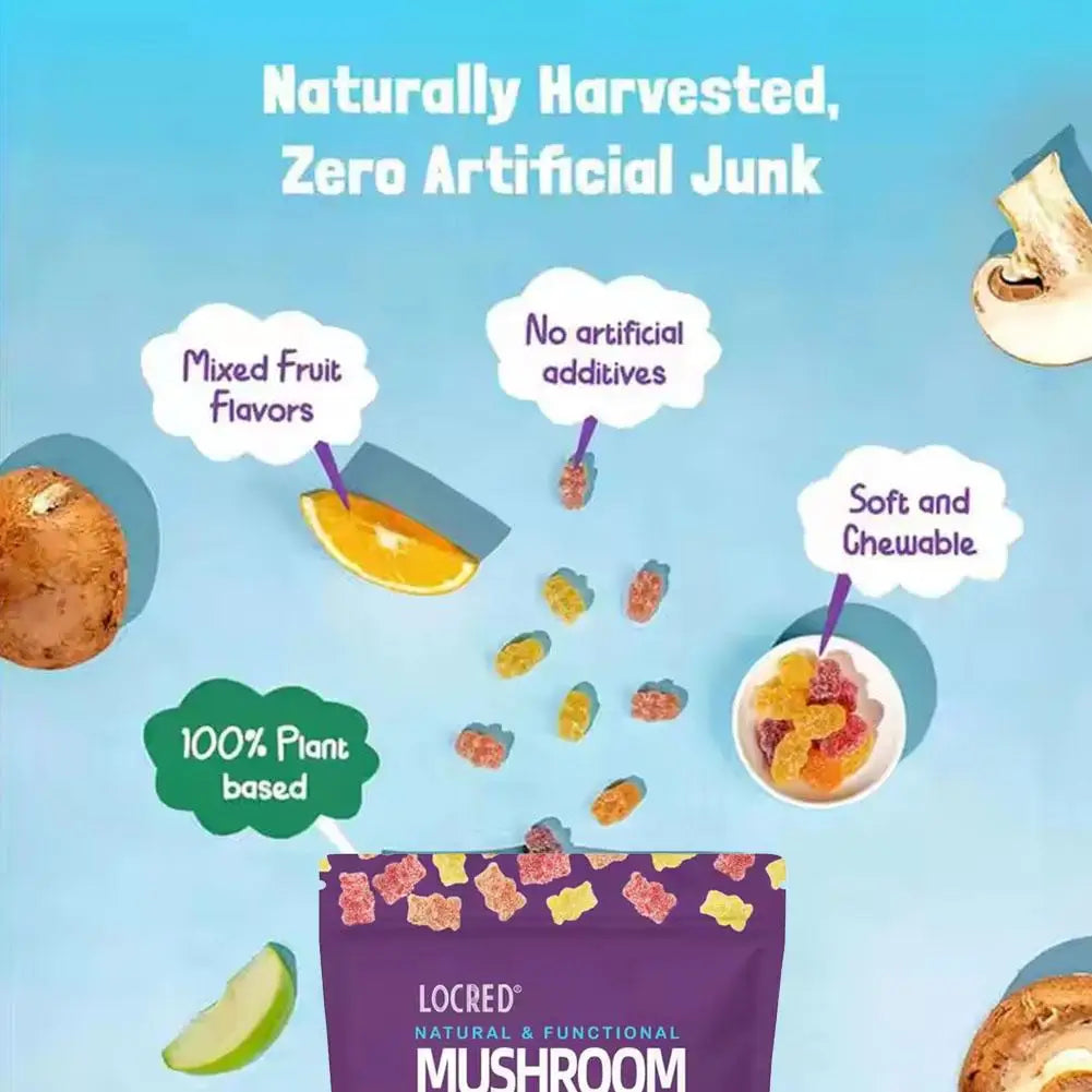 Mushroom Gummies Energy Burst Boost Immunity Improve Your Brain's Memory Promote Gastrointestinal Health