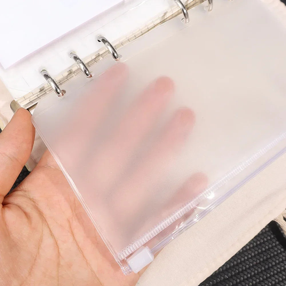 2/6/12Pcs Waterproof A6 6-Hole Binder Pockets Waterproof PVC Cash Budget Envelopes Zipper Binder Pouches for Notebook Planner