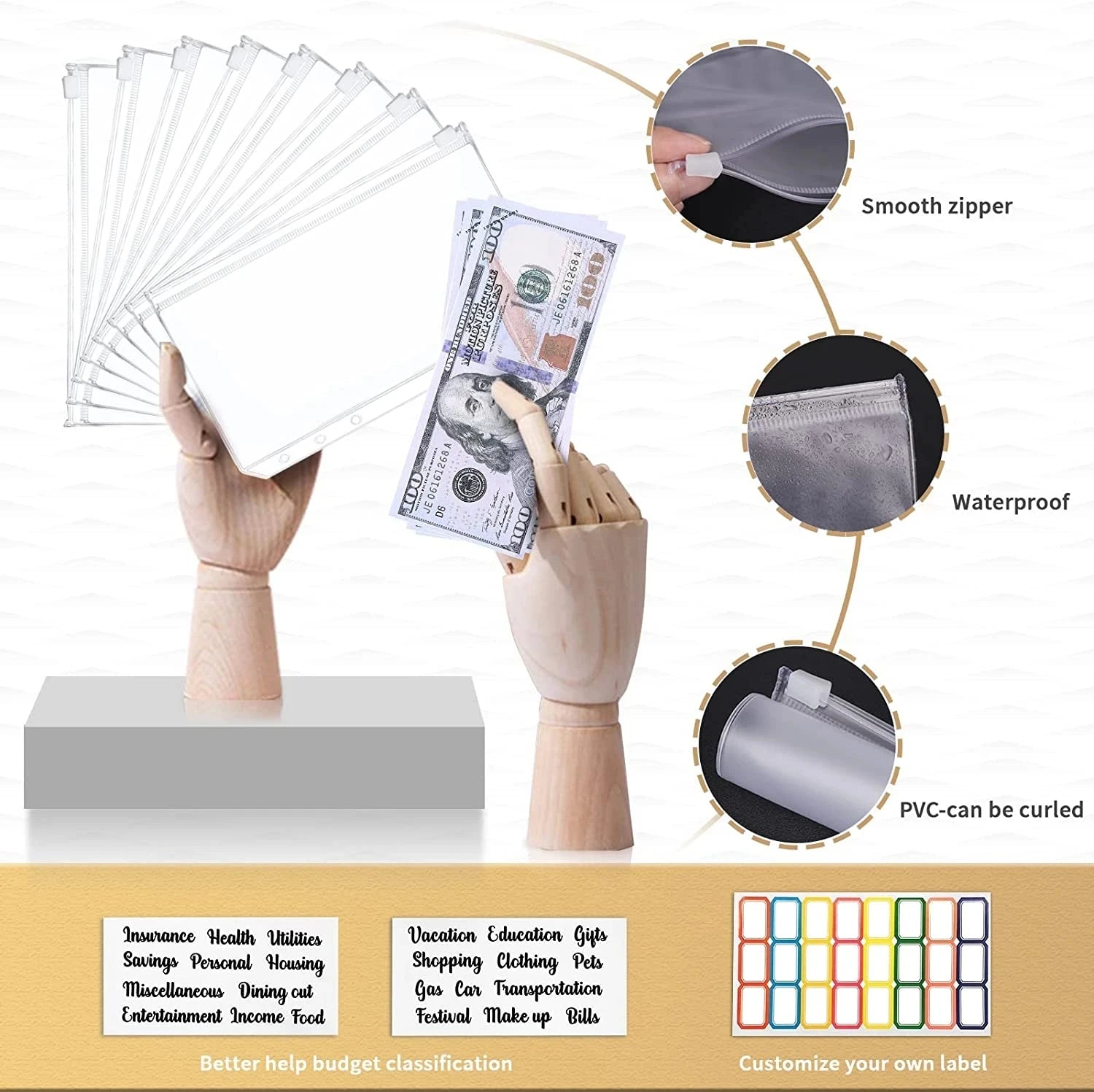 A6 Money Saving Organizer PU Leather Budget Binder Marble Notebook Budgets Planner 2023 Envelope Office School Supplies