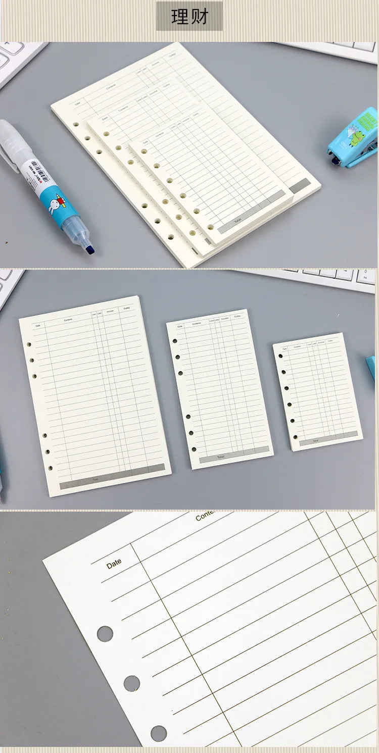 45 Pieces A5 A6 A7 6ring Loose Leaf Notebook Refill Binder Inner Page Budget Weekly Monthly To Do Line Dot Grid Paper Stationery