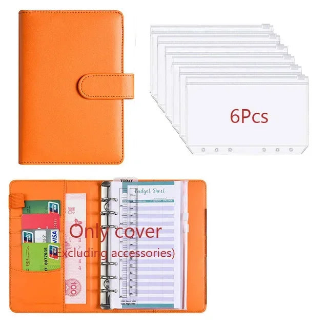 2026 A6 Binder Budget PU Leather PlannerPockets Expense Budget Sheets Notebook Cash Envelope Organizer System with Clear Zipper