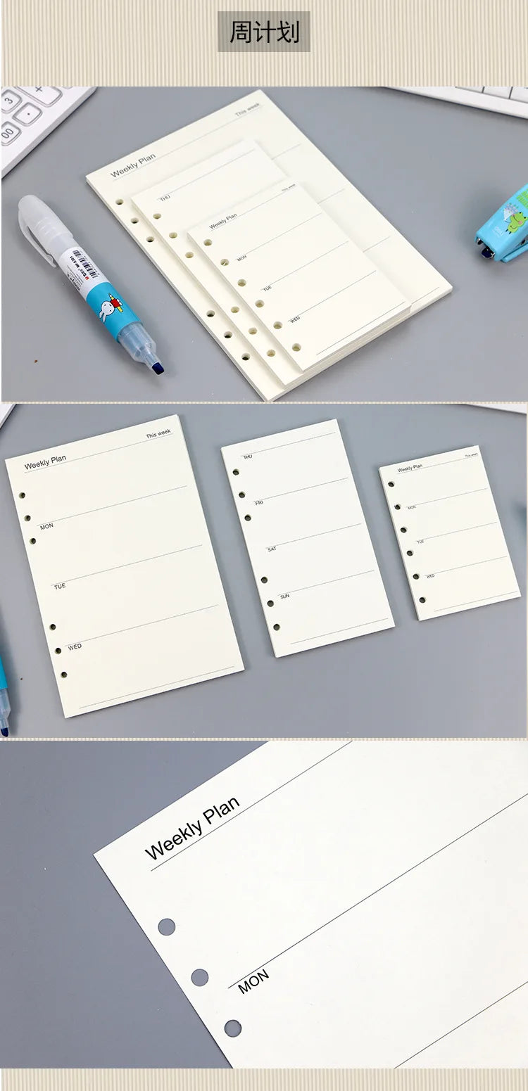 45 Pieces A5 A6 A7 6ring Loose Leaf Notebook Refill Binder Inner Page Budget Weekly Monthly To Do Line Dot Grid Paper Stationery