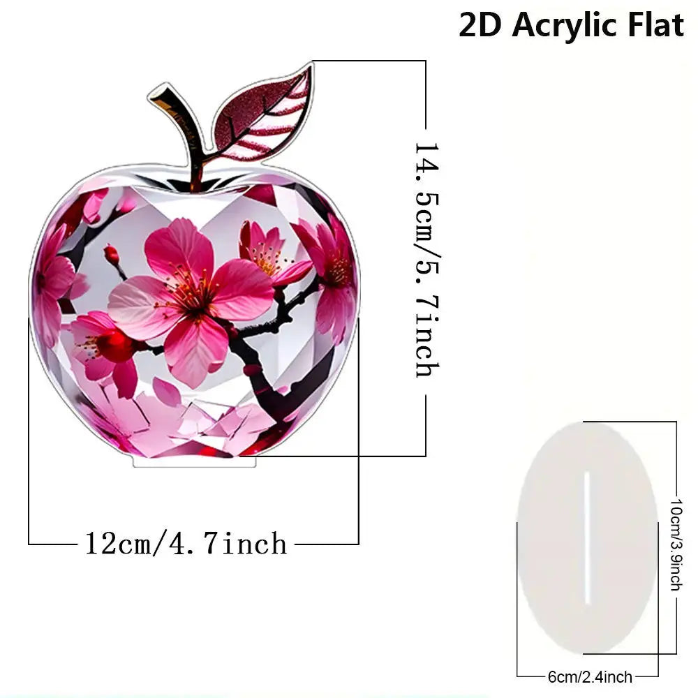 2D Acrylic Apple Landscape Desktop Decoration Ornament Home Living Room Entrance Tabletop Decoration Office Table Ornament