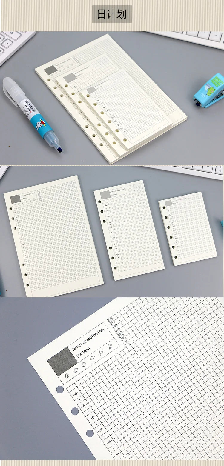 45 Pieces A5 A6 A7 6ring Loose Leaf Notebook Refill Binder Inner Page Budget Weekly Monthly To Do Line Dot Grid Paper Stationery