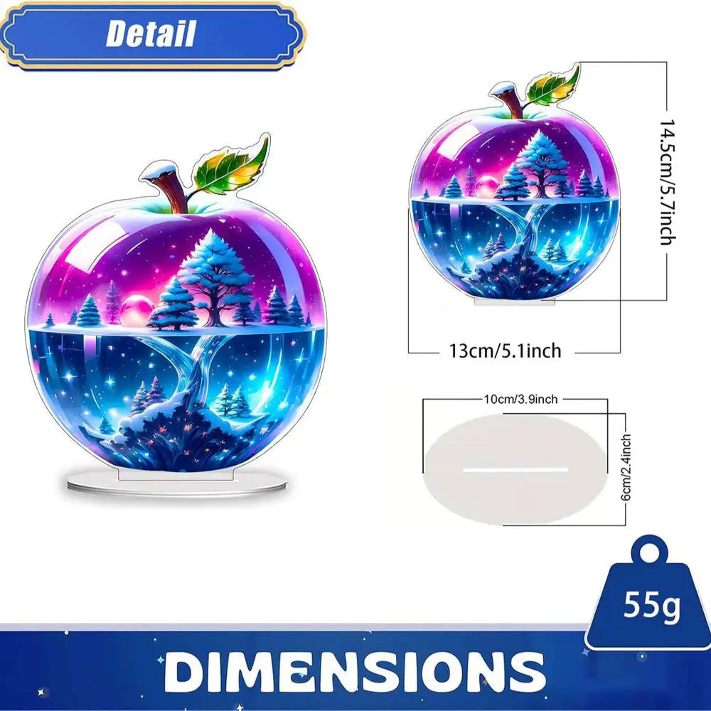 2D Acrylic Apple Landscape Desktop Decoration Ornament Home Living Room Entrance Tabletop Decoration Office Table Ornament