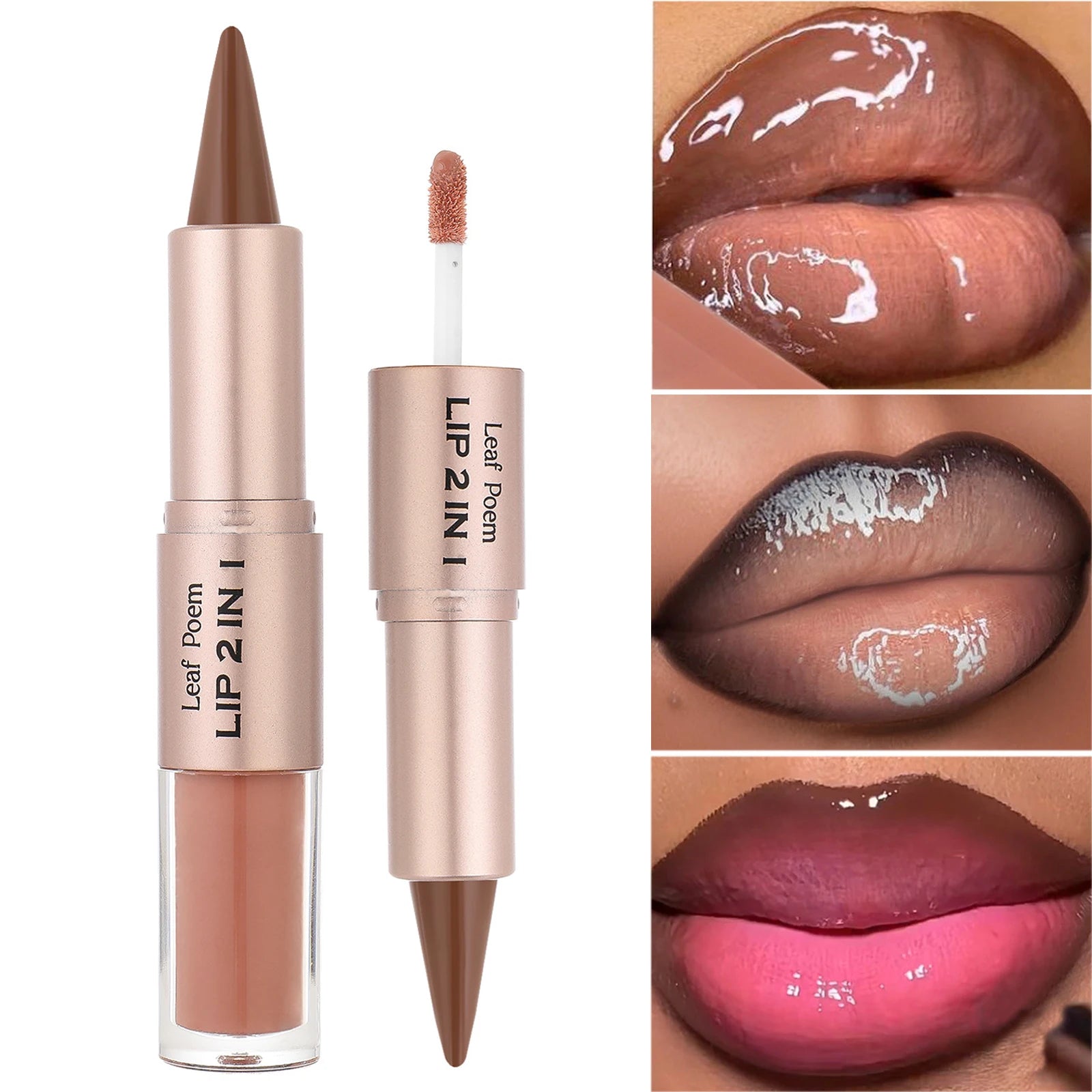 Black Brown Tapered Lip Liner Contour Pencil Double Head
