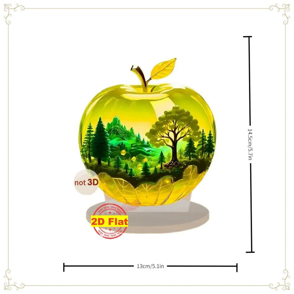 2D Acrylic Apple Landscape Desktop Decoration Ornament Home Living Room Entrance Tabletop Decoration Office Table Ornament