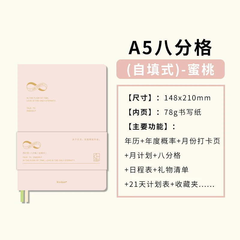 New Kinbor A5 Undated Planner 2025 Soft PU Travelers Notebook Agenda Money Saving Book Break-even Checklist Todo Goal Stationery