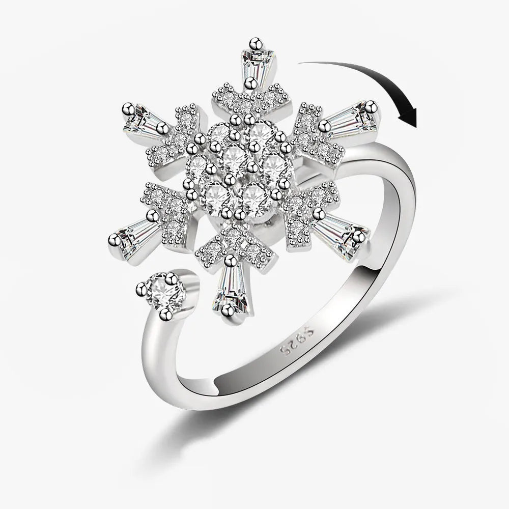 SMJEL Fidget Spinner Ring Anxiety for Women Multiple Crystal Flower Eye Butterfly Animal Ring Rotate Anti Stress Wedding Jewerly