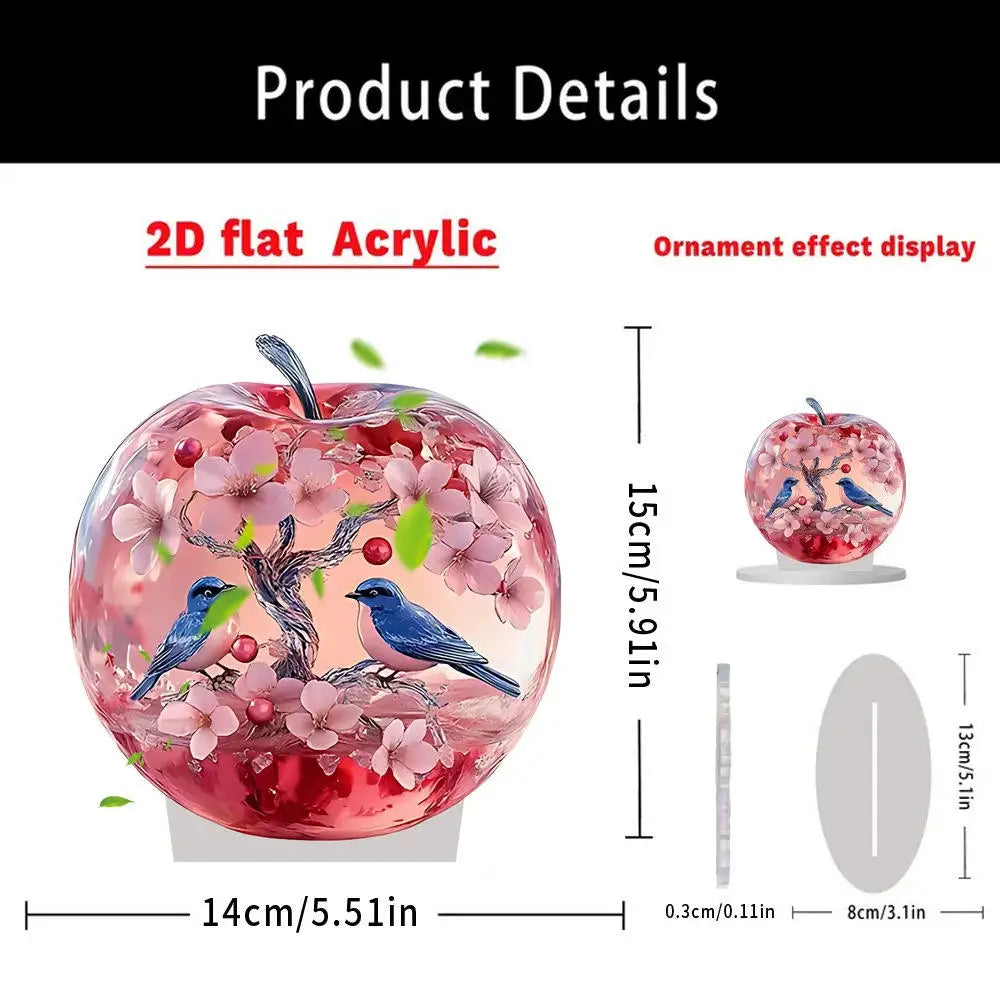 2D Acrylic Apple Landscape Desktop Decoration Ornament Home Living Room Entrance Tabletop Decoration Office Table Ornament