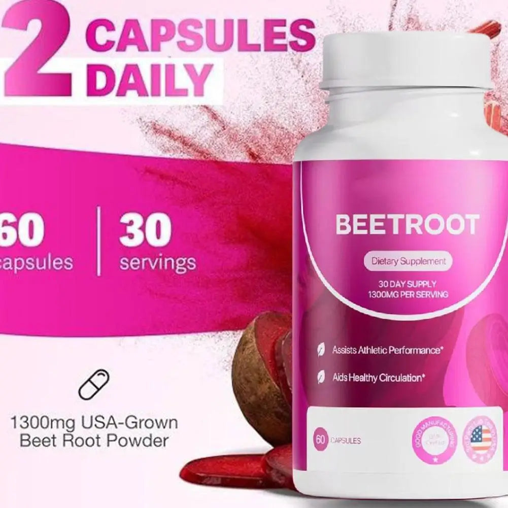 Organic Beetroot Capsules Contains Nitrates And Antioxidants Assists Athletic Performance For Vegetarian Daily Supplement ﻿