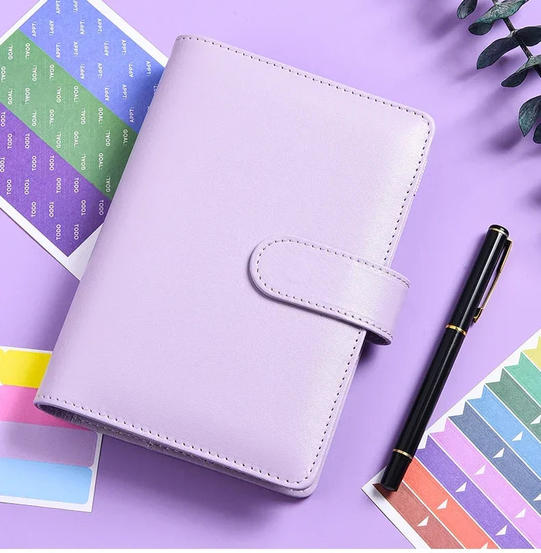 2026 A6 Binder Budget PU Leather PlannerPockets Expense Budget Sheets Notebook Cash Envelope Organizer System with Clear Zipper