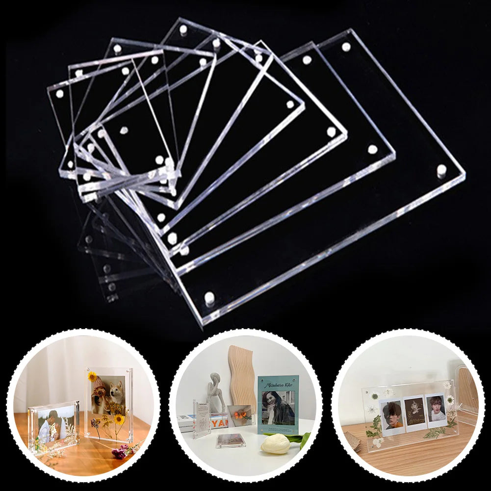 1 Pc Transparent Photo Frame Acrylic Magnetic Display Frame Poster Display Stand 3/5mm For Room Desk Home Decoration
