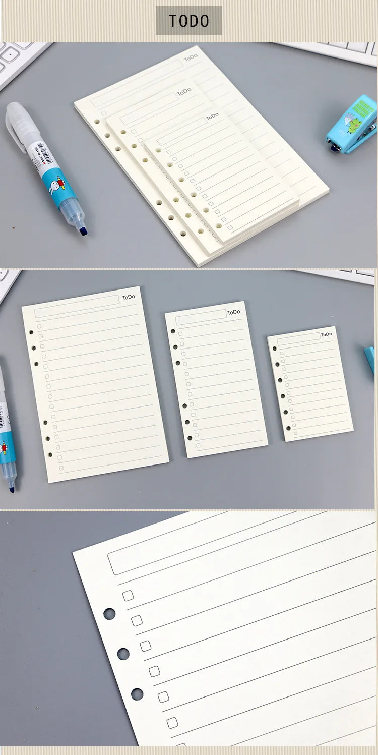 45 Pieces A5 A6 A7 6ring Loose Leaf Notebook Refill Binder Inner Page Budget Weekly Monthly To Do Line Dot Grid Paper Stationery
