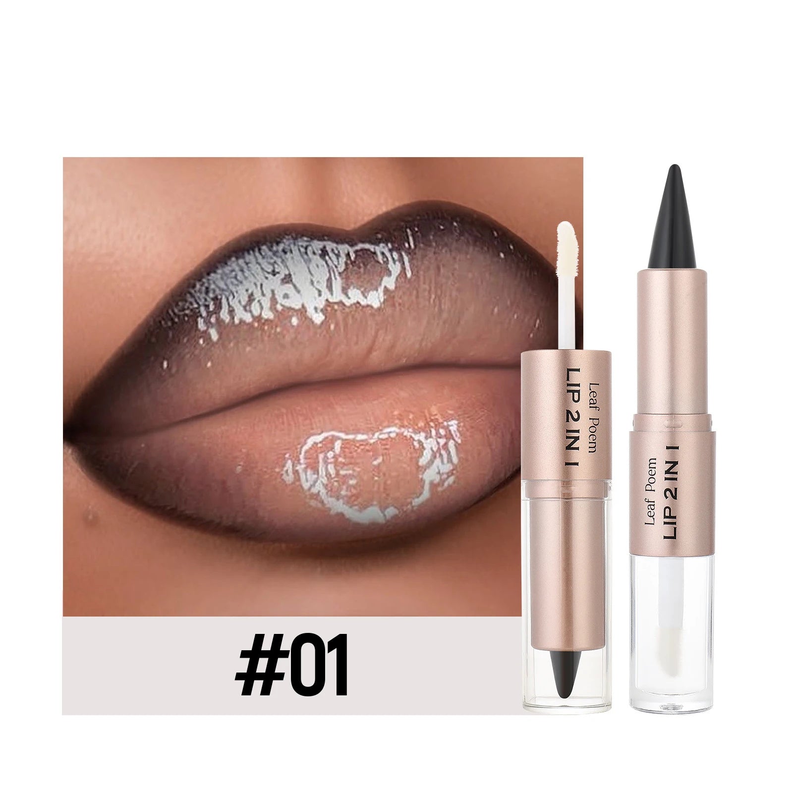 Black Brown Tapered Lip Liner Contour Pencil Double Head